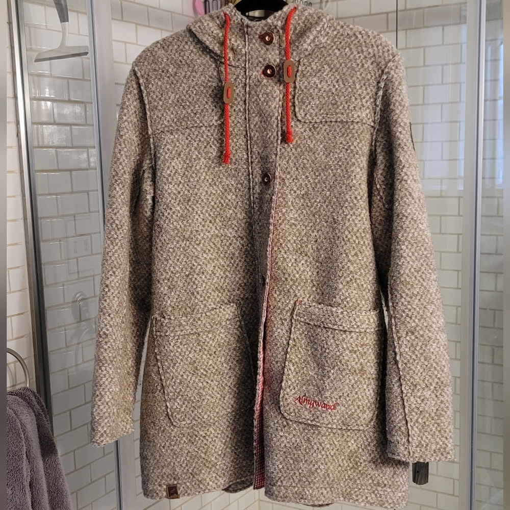 Almgwand Hollkopf gray wool blend full zip coat